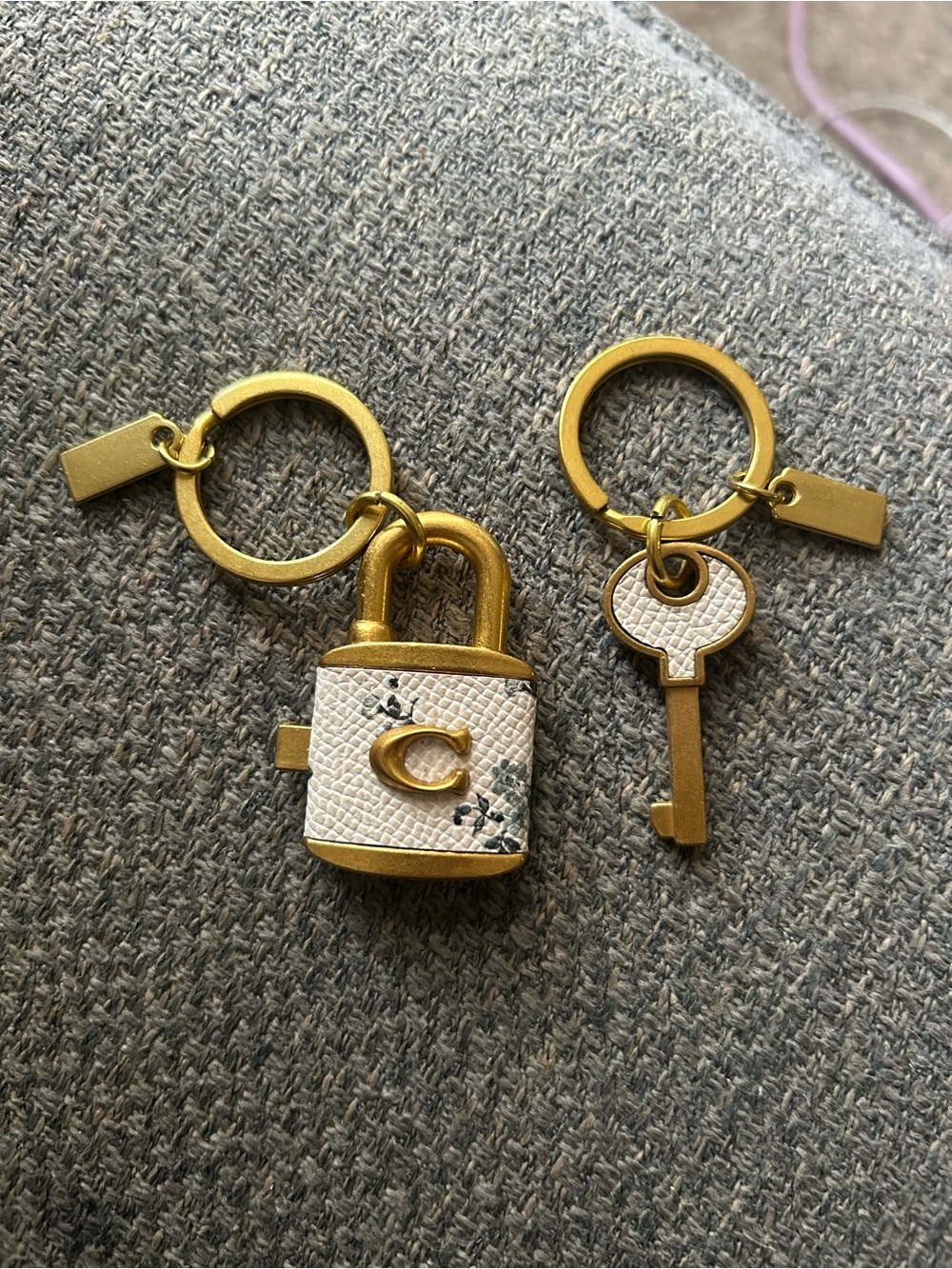 Floral Lock And Key Key Chain Bag Charm
